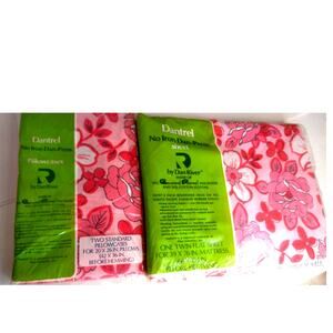 Vintage Dan River Dantrel Pink Floral Twin Flat Sheet & 2 Pillowcases Set New